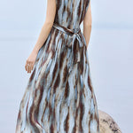 Elegant Flowy Blur Print Dress - liwisi