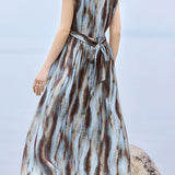 Elegant Flowy Blur Print Dress - liwisi