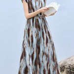 Elegant Flowy Blur Print Dress - liwisi
