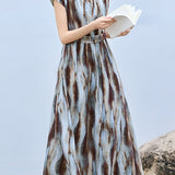 Elegant Flowy Blur Print Dress - liwisi