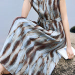 Elegant Flowy Blur Print Dress - liwisi