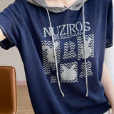 Fashionable Versatile Hooded Short-sleeve Knit Top - liwisi