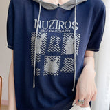 Fashionable Versatile Hooded Short-sleeve Knit Top - liwisi
