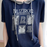 Fashionable Versatile Hooded Short-sleeve Knit Top - liwisi