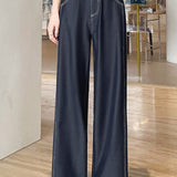 Casual Office High-waist Drape Wide-leg Pants