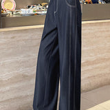 Casual Office High-waist Drape Wide-leg Pants
