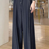 Casual Office High-waist Drape Wide-leg Pants