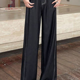 Casual Office High-waist Drape Wide-leg Pants
