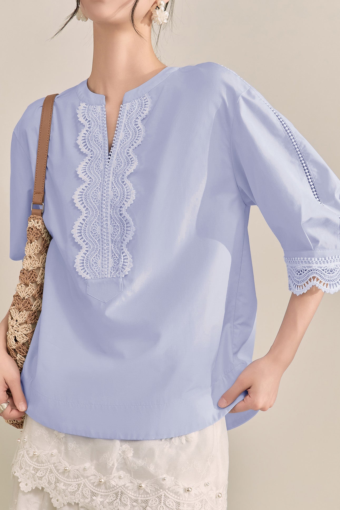 French Color-Blocking Floral Elegant Loose Shirt - liwisi