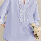 French Color-Blocking Floral Elegant Loose Shirt - liwisi