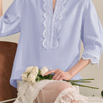 French Color-Blocking Floral Elegant Loose Shirt - liwisi