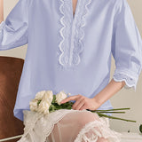 French Color-Blocking Floral Elegant Loose Shirt - liwisi