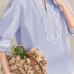French Color-Blocking Floral Elegant Loose Shirt - liwisi
