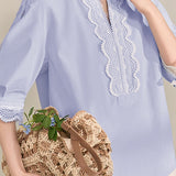 French Color-Blocking Floral Elegant Loose Shirt - liwisi