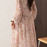 Elegant Floral Print Short-Sleeve (5/8 Length) Dress