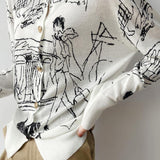 Versatile Printed Long-Sleeve Knit Cardigan - liwisi