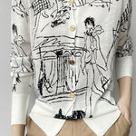 Versatile Printed Long-Sleeve Knit Cardigan - liwisi