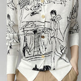 Versatile Printed Long-Sleeve Knit Cardigan - liwisi