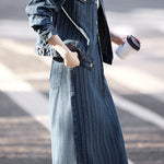 Fashionable Minimalist Striped Long-Sleeve Denim Jacket - liwisi