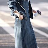 Fashionable Minimalist Striped Long-Sleeve Denim Jacket - liwisi