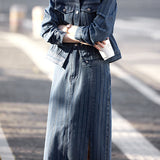 Fashionable Minimalist Striped Long-Sleeve Denim Jacket - liwisi