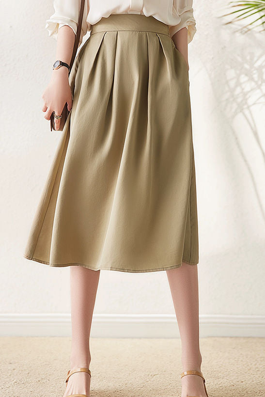 Elegant Office A-Line Pleated Skirt - liwisi
