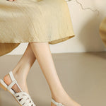 Fashionable Woven Hollow Flat Sandals - liwisi