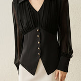 Fashion Pleated Waist Shirt - liwisi