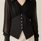 Fashion Pleated Waist Shirt - liwisi