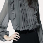 French Elegant Ruffled Long Sleeve Shirt - liwisi