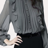 French Elegant Ruffled Long Sleeve Shirt - liwisi