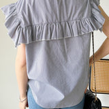 Casual Striped Ruffled Shirt - liwisi