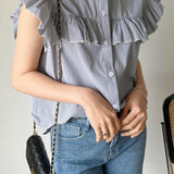 Casual Striped Ruffled Shirt - liwisi