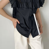 Casual Striped Ruffled Shirt - liwisi