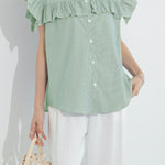 Casual Striped Ruffled Shirt - liwisi