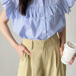 Casual Striped Ruffled Shirt - liwisi