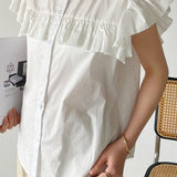 Casual Striped Ruffled Shirt - liwisi