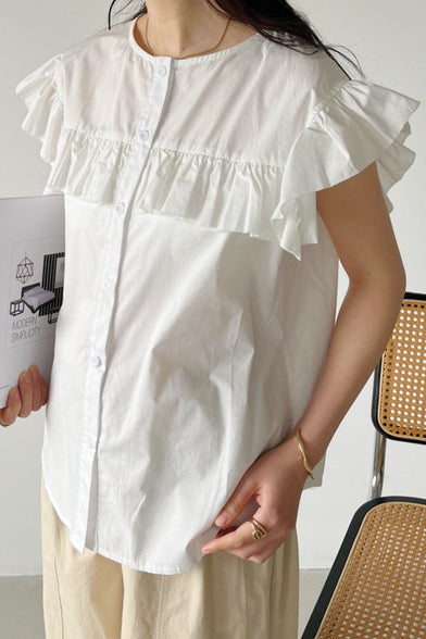 Casual Striped Ruffled Shirt - liwisi