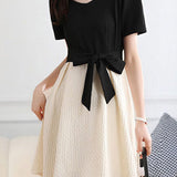 Elegant Color-Block Paneled Dress - liwisi