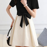 Elegant Color-Block Paneled Dress - liwisi