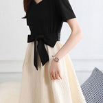 Elegant Color-Block Paneled Dress - liwisi