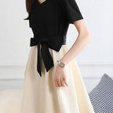 Elegant Color-Block Paneled Dress - liwisi