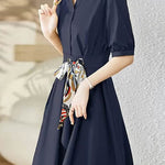 Stylish V-Neck Tie-Waist Dress - liwisi