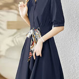 Stylish V-Neck Tie-Waist Dress - liwisi