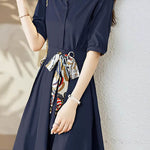 Stylish V-Neck Tie-Waist Dress - liwisi