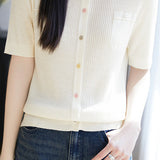 Simple Paneled Short-Sleeve Knit Top - liwisi