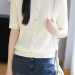 Simple Paneled Short-Sleeve Knit Top - liwisi
