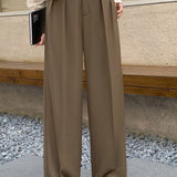 Casual High-Waist Pleated Trousers