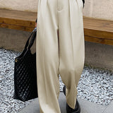 Casual High-Waist Pleated Trousers