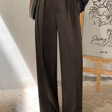 Casual High-Waist Pleated Trousers